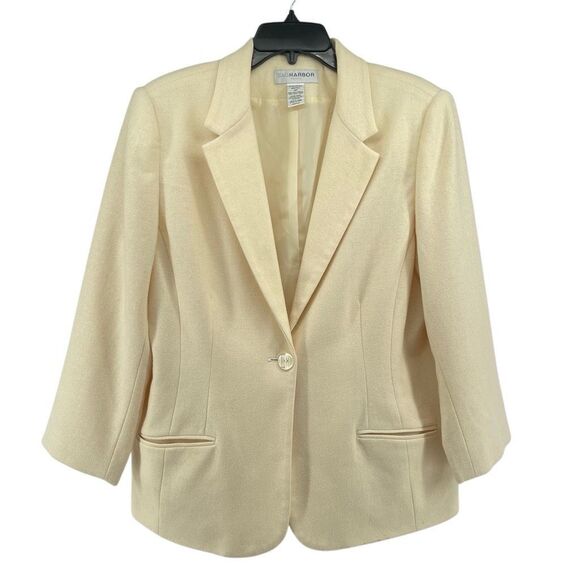 Sag Harbor Petite Women’s Cream Wool Blazer Jacket H62070JC Single Button 16P - Picture 1 of 14